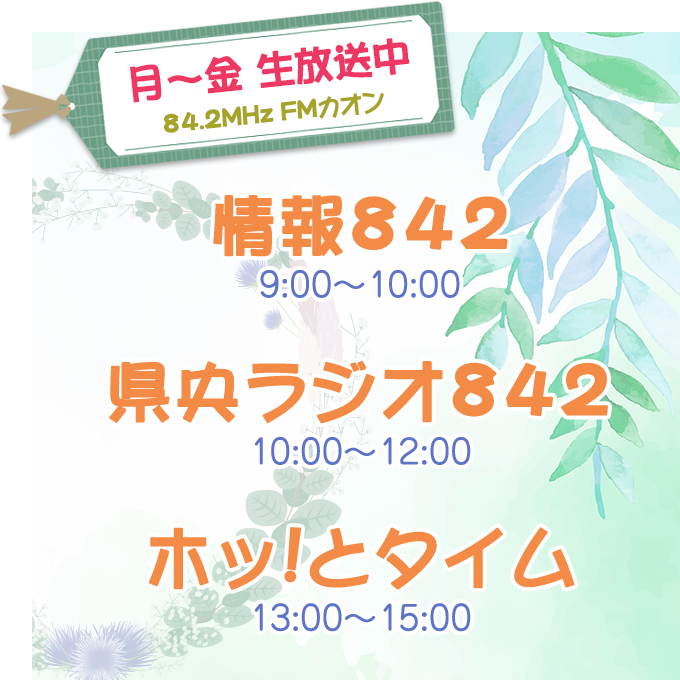 84.2Mhz FMカオン月曜〜金曜に生放送でお送りいたします